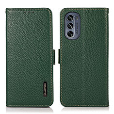 Leather Case Stands Flip Cover Holder B03H for Motorola Moto G62 5G Green