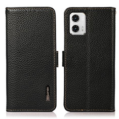 Leather Case Stands Flip Cover Holder B03H for Motorola Moto G73 5G Black