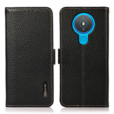 Leather Case Stands Flip Cover Holder B03H for Nokia 1.4 Black