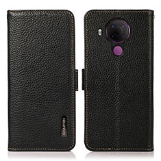 Leather Case Stands Flip Cover Holder B03H for Nokia 5.4 Black