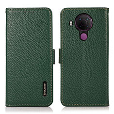 Leather Case Stands Flip Cover Holder B03H for Nokia 5.4 Green