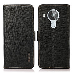 Leather Case Stands Flip Cover Holder B03H for Nokia 7.3 Black