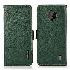 Leather Case Stands Flip Cover Holder B03H for Nokia C10 Green