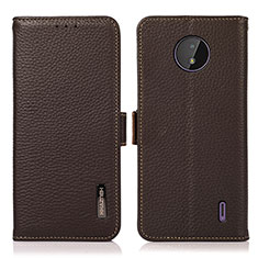 Leather Case Stands Flip Cover Holder B03H for Nokia C20 Brown