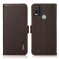 Leather Case Stands Flip Cover Holder B03H for Nokia C21 Plus Brown