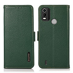 Leather Case Stands Flip Cover Holder B03H for Nokia C21 Plus Green