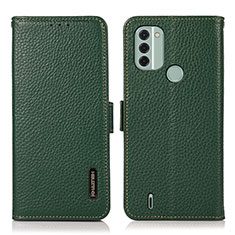 Leather Case Stands Flip Cover Holder B03H for Nokia C31 Green