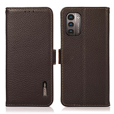 Leather Case Stands Flip Cover Holder B03H for Nokia G11 Brown