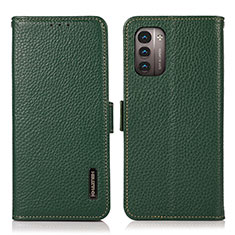 Leather Case Stands Flip Cover Holder B03H for Nokia G11 Green