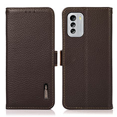 Leather Case Stands Flip Cover Holder B03H for Nokia G60 5G Brown