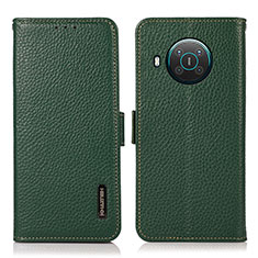 Leather Case Stands Flip Cover Holder B03H for Nokia X10 Green