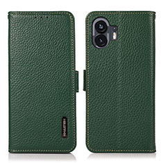 Leather Case Stands Flip Cover Holder B03H for Nothing Phone 2 Green