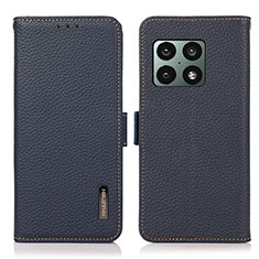 Leather Case Stands Flip Cover Holder B03H for OnePlus 10 Pro 5G Blue