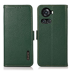 Leather Case Stands Flip Cover Holder B03H for OnePlus 10R 5G Green