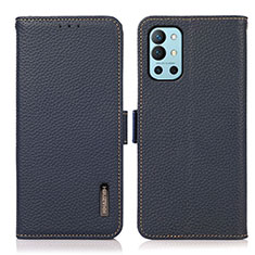 Leather Case Stands Flip Cover Holder B03H for OnePlus 9R 5G Blue