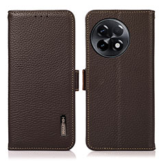 Leather Case Stands Flip Cover Holder B03H for OnePlus Ace 2 Pro 5G Brown