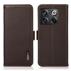 Leather Case Stands Flip Cover Holder B03H for OnePlus Ace Pro 5G Brown