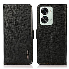 Leather Case Stands Flip Cover Holder B03H for OnePlus Nord 2T 5G Black