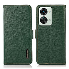 Leather Case Stands Flip Cover Holder B03H for OnePlus Nord 2T 5G Green