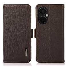 Leather Case Stands Flip Cover Holder B03H for OnePlus Nord CE 3 5G Brown