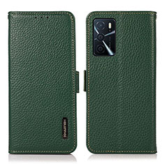 Leather Case Stands Flip Cover Holder B03H for Oppo A16s Green