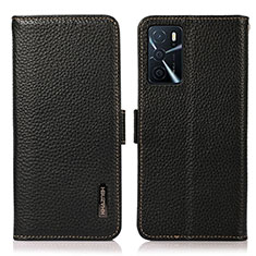 Leather Case Stands Flip Cover Holder B03H for Oppo A54s Black