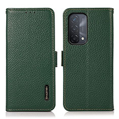 Leather Case Stands Flip Cover Holder B03H for Oppo A74 5G Green