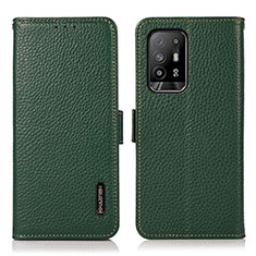 Leather Case Stands Flip Cover Holder B03H for Oppo A94 5G Green