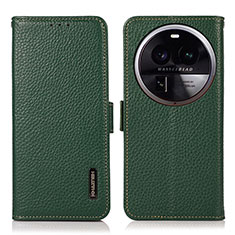 Leather Case Stands Flip Cover Holder B03H for Oppo Find X6 5G Green