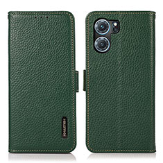 Leather Case Stands Flip Cover Holder B03H for Oppo K10 5G Green