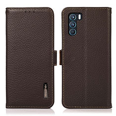 Leather Case Stands Flip Cover Holder B03H for Oppo K9 Pro 5G Brown