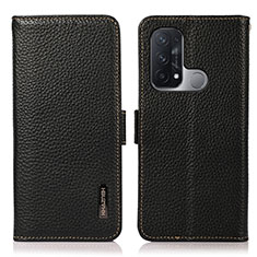 Leather Case Stands Flip Cover Holder B03H for Oppo Reno5 A Black