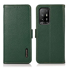 Leather Case Stands Flip Cover Holder B03H for Oppo Reno5 F Green