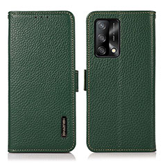 Leather Case Stands Flip Cover Holder B03H for Oppo Reno6 Lite Green