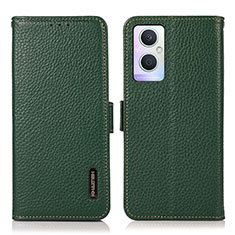 Leather Case Stands Flip Cover Holder B03H for Oppo Reno7 Z 5G Green