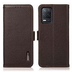 Leather Case Stands Flip Cover Holder B03H for Realme 8 5G Brown