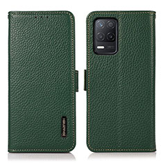 Leather Case Stands Flip Cover Holder B03H for Realme 8 5G Green