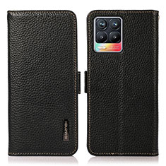 Leather Case Stands Flip Cover Holder B03H for Realme 8 Pro Black