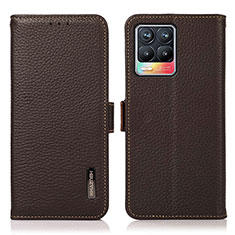 Leather Case Stands Flip Cover Holder B03H for Realme 8 Pro Brown