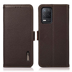 Leather Case Stands Flip Cover Holder B03H for Realme 8s 5G Brown