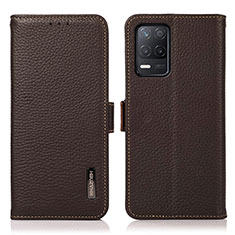 Leather Case Stands Flip Cover Holder B03H for Realme 9 5G India Brown