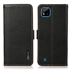 Leather Case Stands Flip Cover Holder B03H for Realme C11 (2021) Black