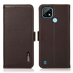 Leather Case Stands Flip Cover Holder B03H for Realme C21 Brown