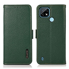 Leather Case Stands Flip Cover Holder B03H for Realme C21 Green