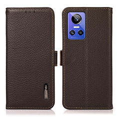 Leather Case Stands Flip Cover Holder B03H for Realme GT Neo3 5G Brown