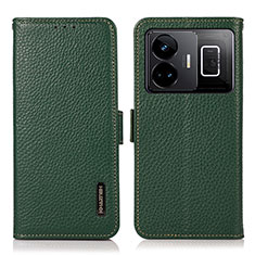 Leather Case Stands Flip Cover Holder B03H for Realme GT5 5G Green