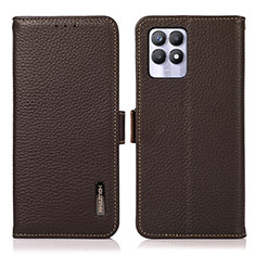 Leather Case Stands Flip Cover Holder B03H for Realme Narzo 50 4G Brown