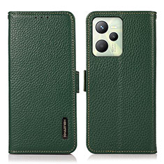 Leather Case Stands Flip Cover Holder B03H for Realme Narzo 50A Prime Green