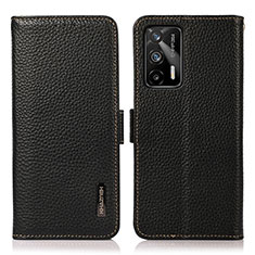 Leather Case Stands Flip Cover Holder B03H for Realme Q3 Pro 5G Black