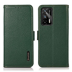 Leather Case Stands Flip Cover Holder B03H for Realme Q3 Pro 5G Green